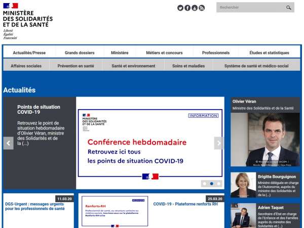 Site Ministère des solidarités et de la Santé